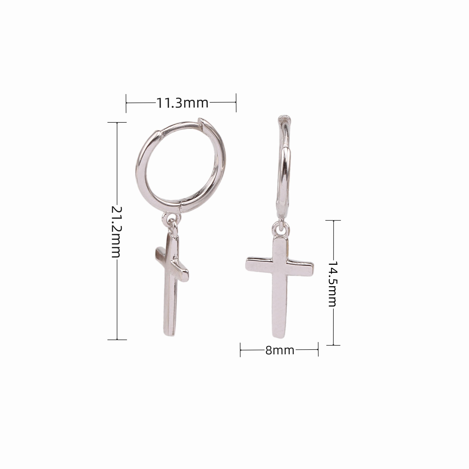 1 Pair Vintage Style Cross Plating Sterling Silver White Gold Plated Gold Plated Drop Earrings display picture 3