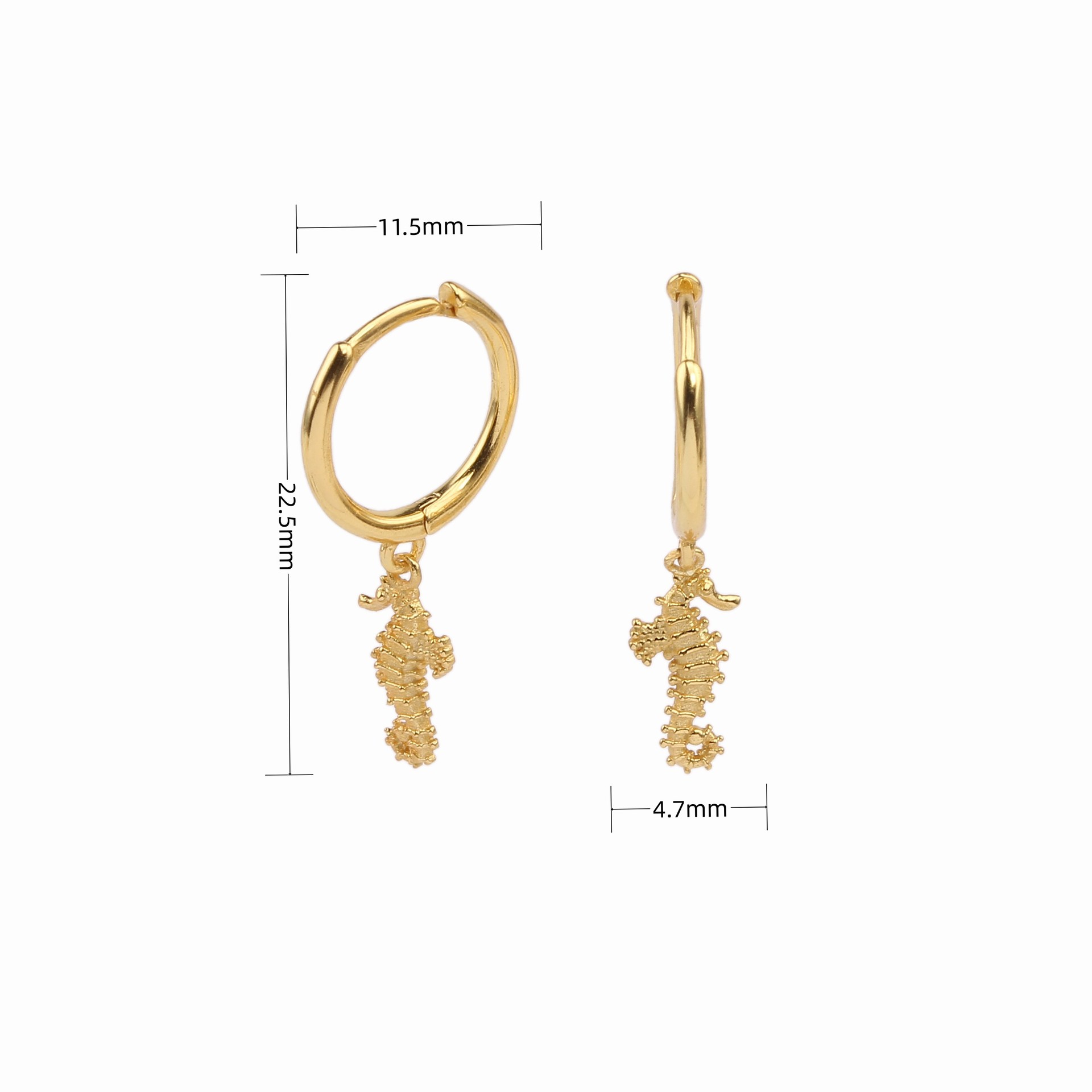1 Pair Vintage Style Hippocampus Plating Sterling Silver White Gold Plated Gold Plated Drop Earrings display picture 1