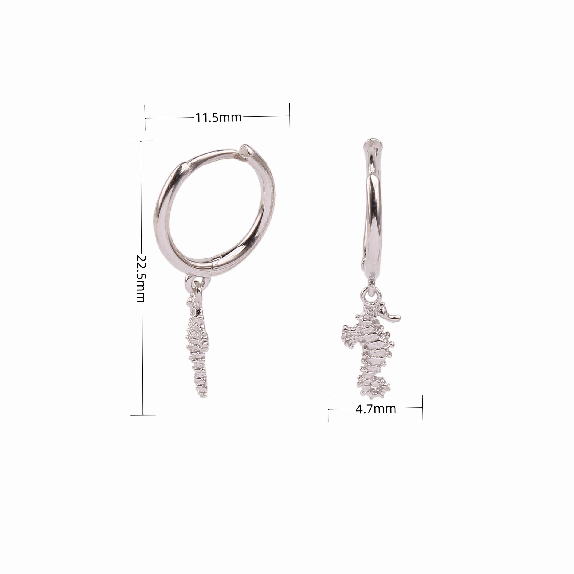 1 Pair Vintage Style Hippocampus Plating Sterling Silver White Gold Plated Gold Plated Drop Earrings display picture 3