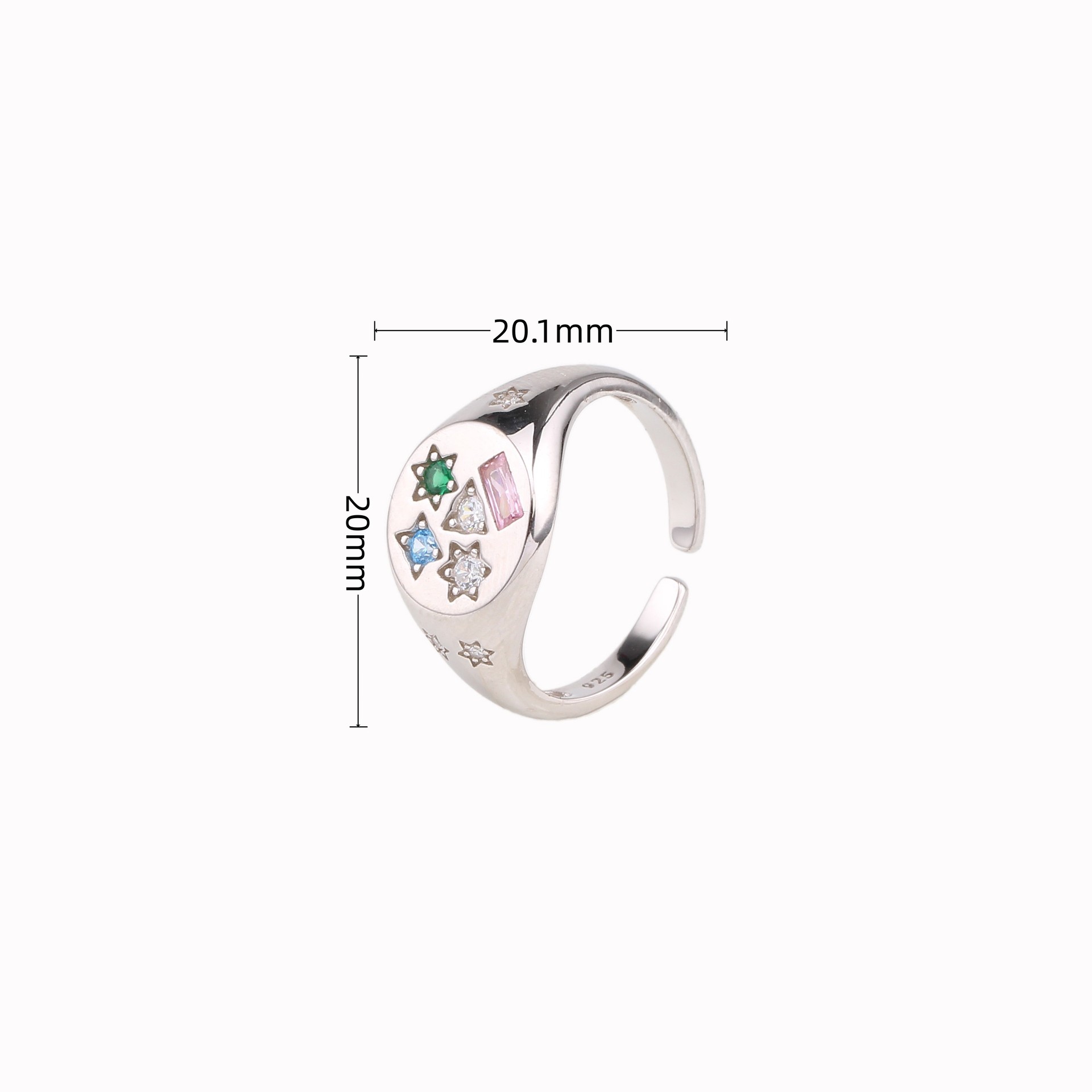 Sterling Silver Simple Style Classic Style Inlay Solid Color Zircon Rings display picture 3