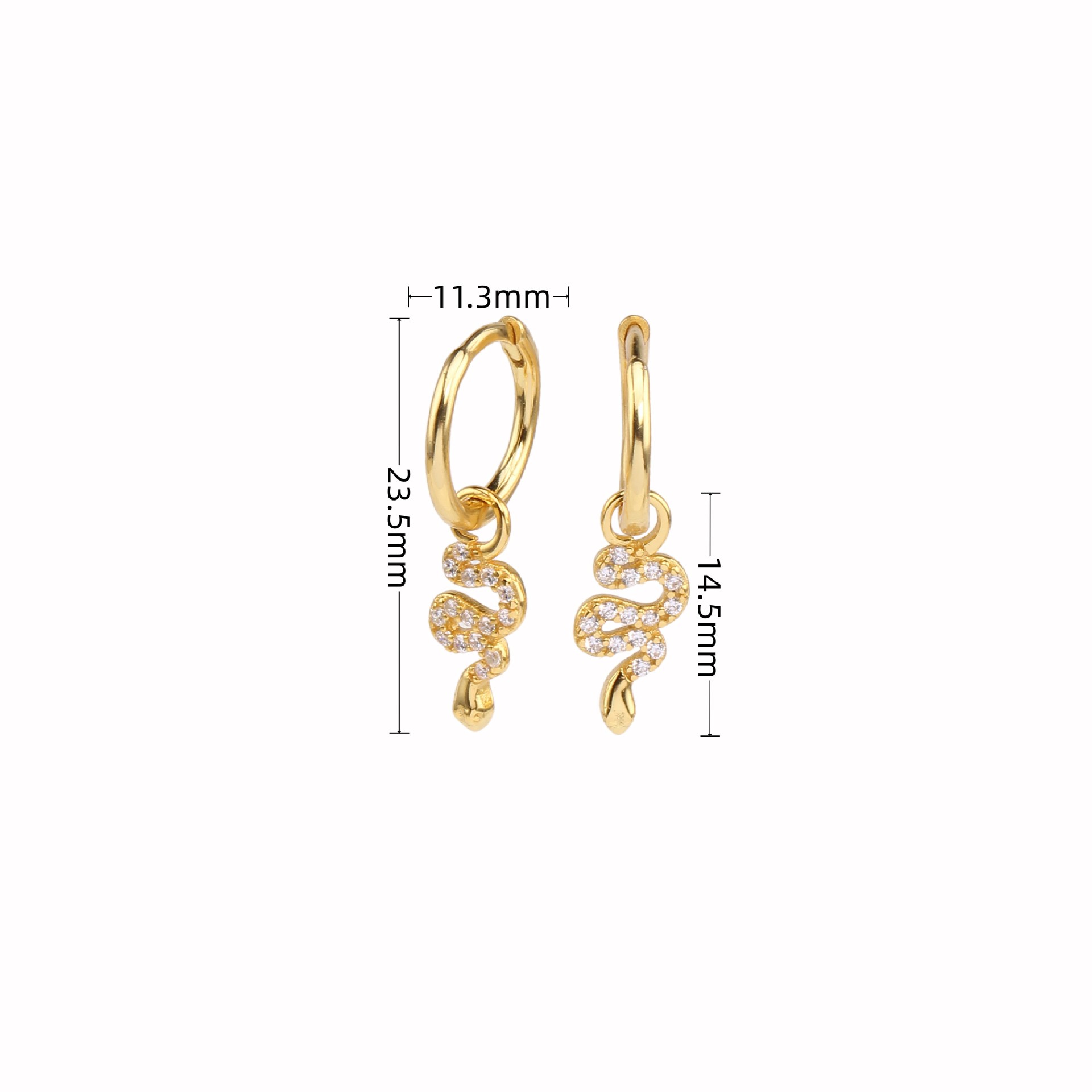 1 Pair Vintage Style Snake Plating Inlay Sterling Silver Zircon White Gold Plated Gold Plated Drop Earrings display picture 2