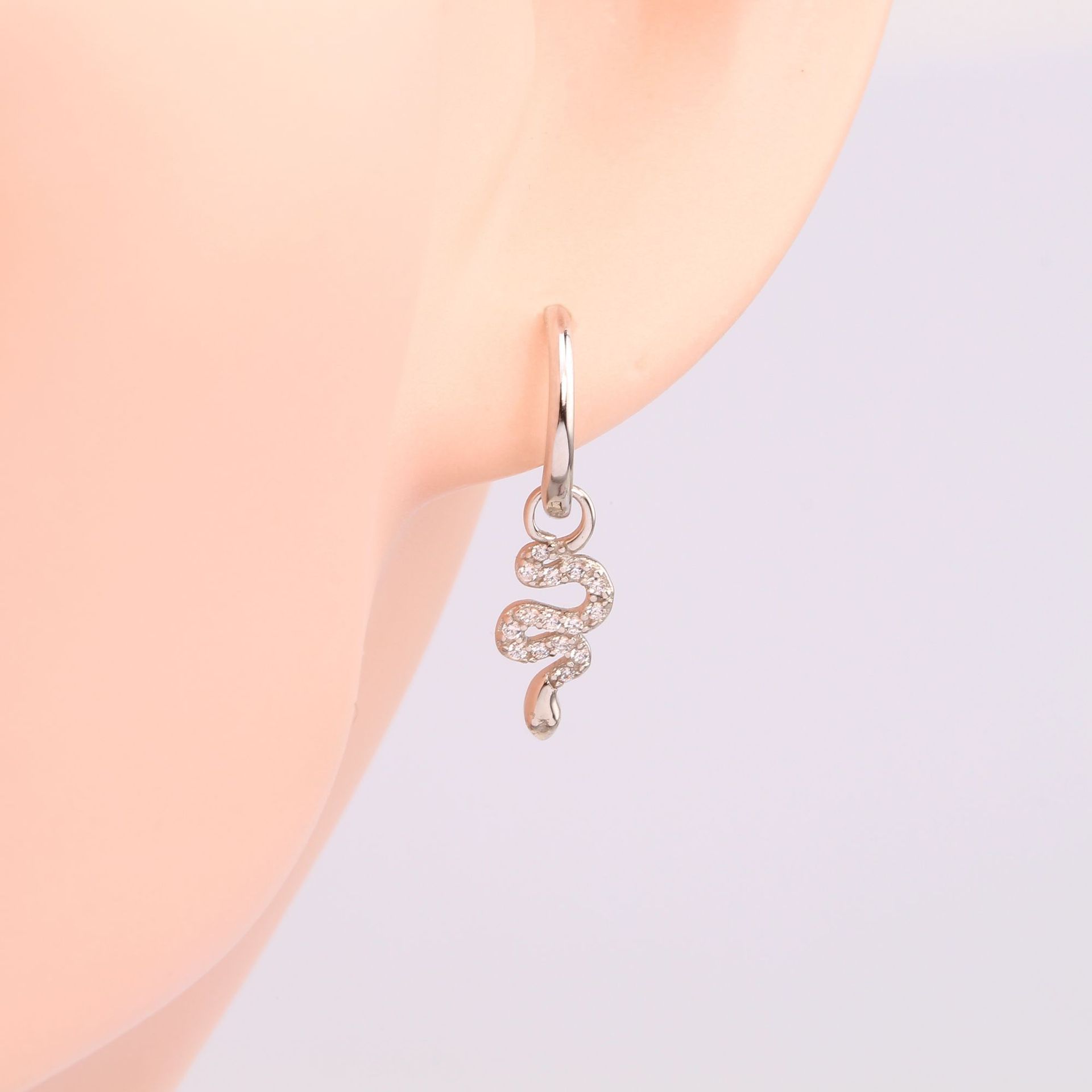 1 Pair Vintage Style Snake Plating Inlay Sterling Silver Zircon White Gold Plated Gold Plated Drop Earrings display picture 6