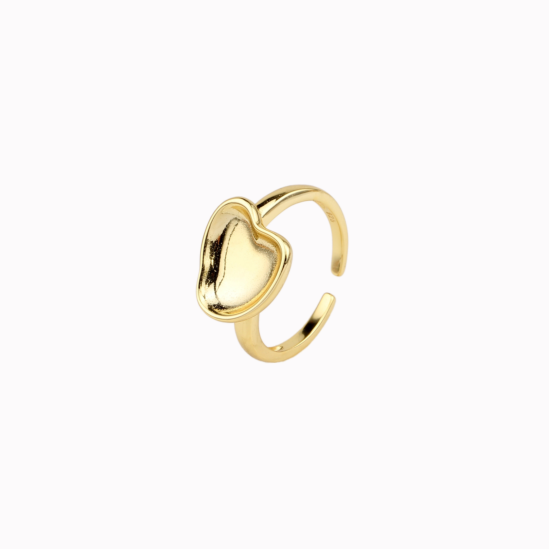 Vintage-stil Herzform Sterling Silber Weißgold Plattiert Vergoldet Offener Ring In Masse display picture 1