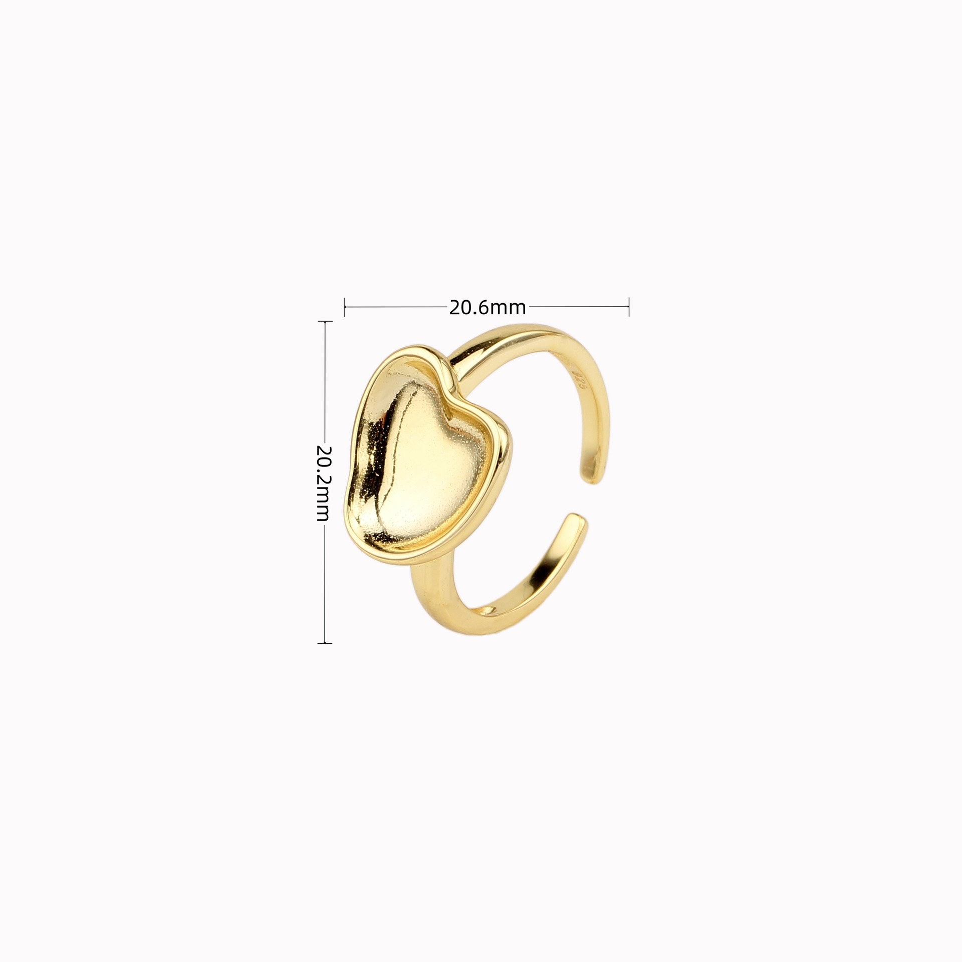 Vintage-stil Herzform Sterling Silber Weißgold Plattiert Vergoldet Offener Ring In Masse display picture 2