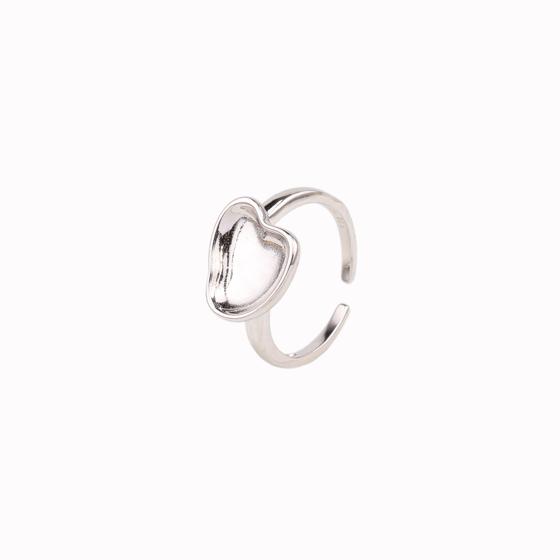 Vintage Style Heart Shape Sterling Silver White Gold Plated Gold Plated Open Rings In Bulk display picture 3