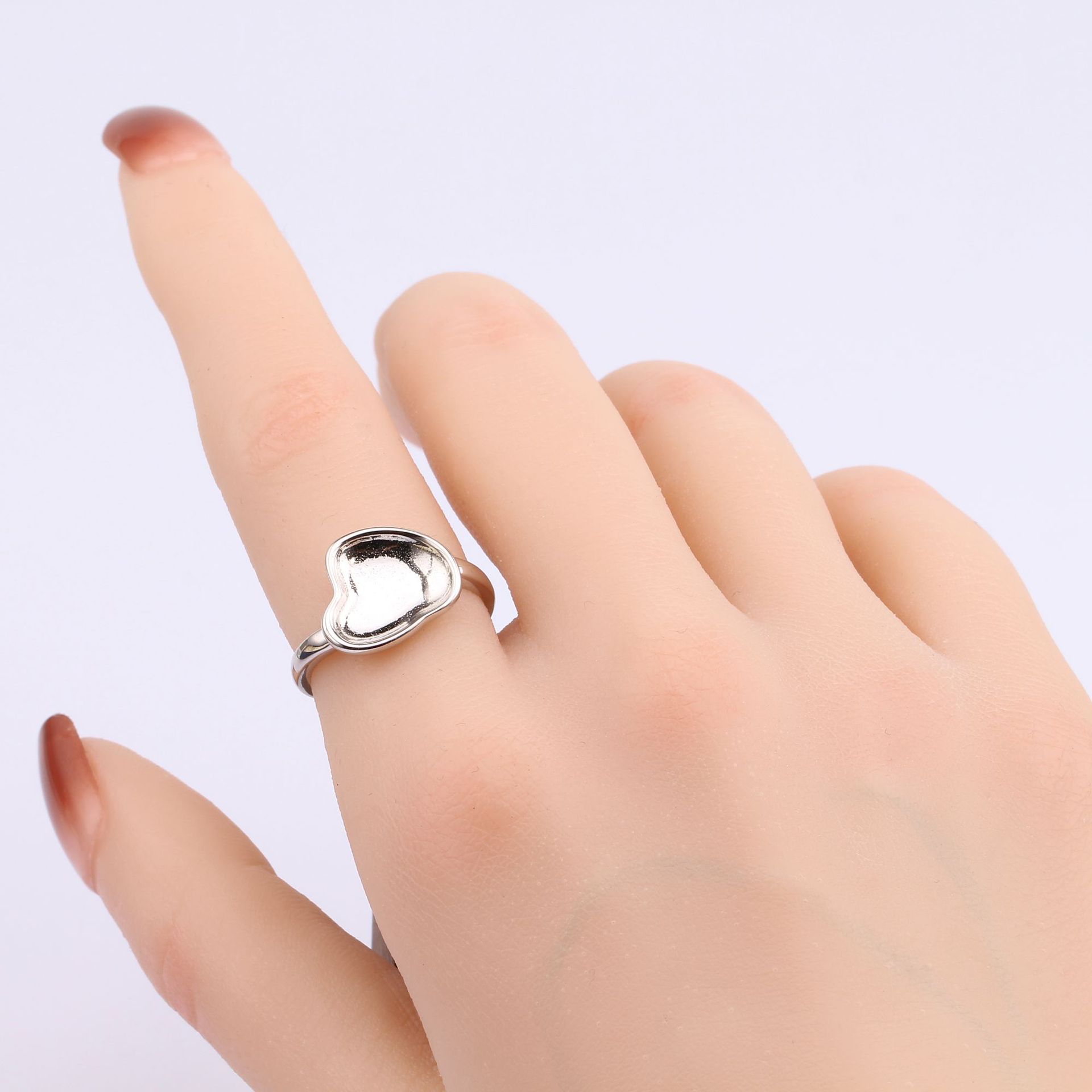 Vintage Style Heart Shape Sterling Silver White Gold Plated Gold Plated Open Rings In Bulk display picture 6