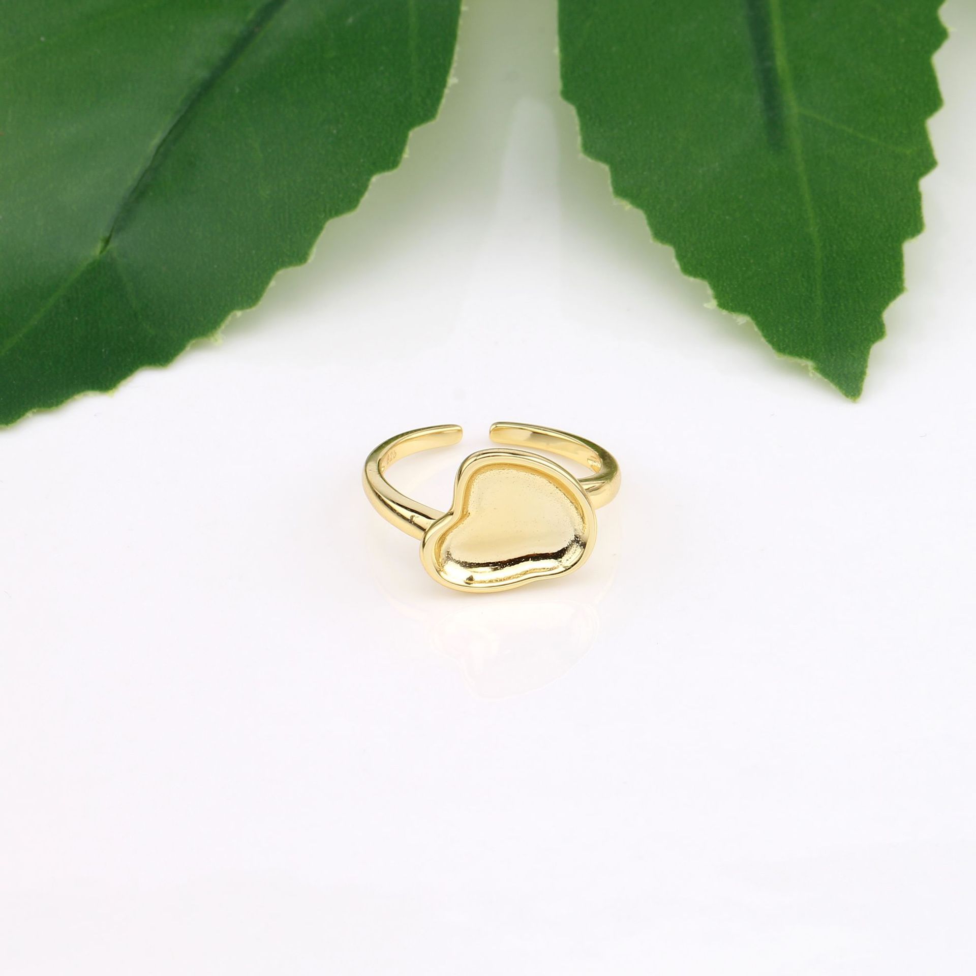 Vintage Style Heart Shape Sterling Silver White Gold Plated Gold Plated Open Rings In Bulk display picture 9
