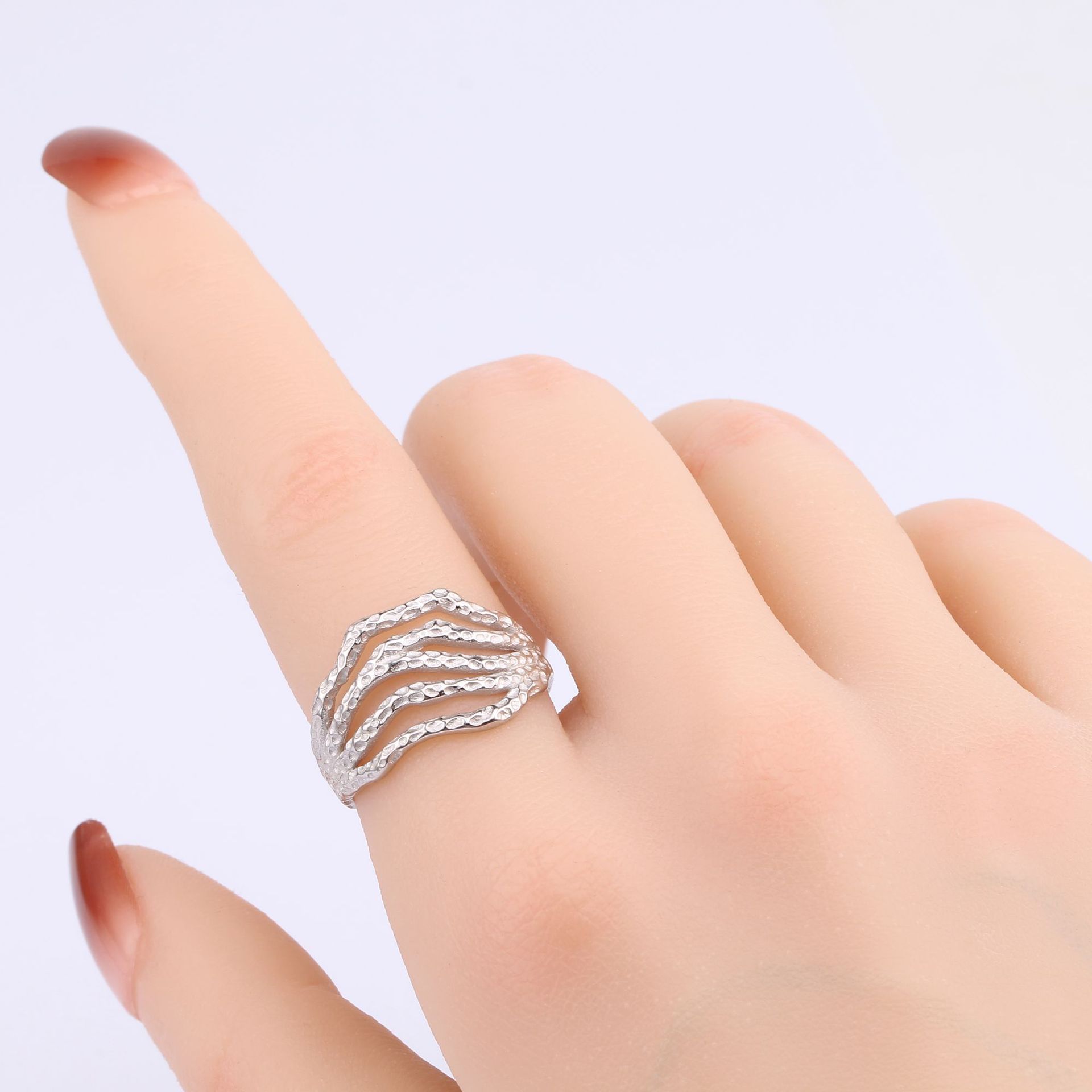 Vintage Style Geometric Solid Color Sterling Silver Open Rings In Bulk display picture 6