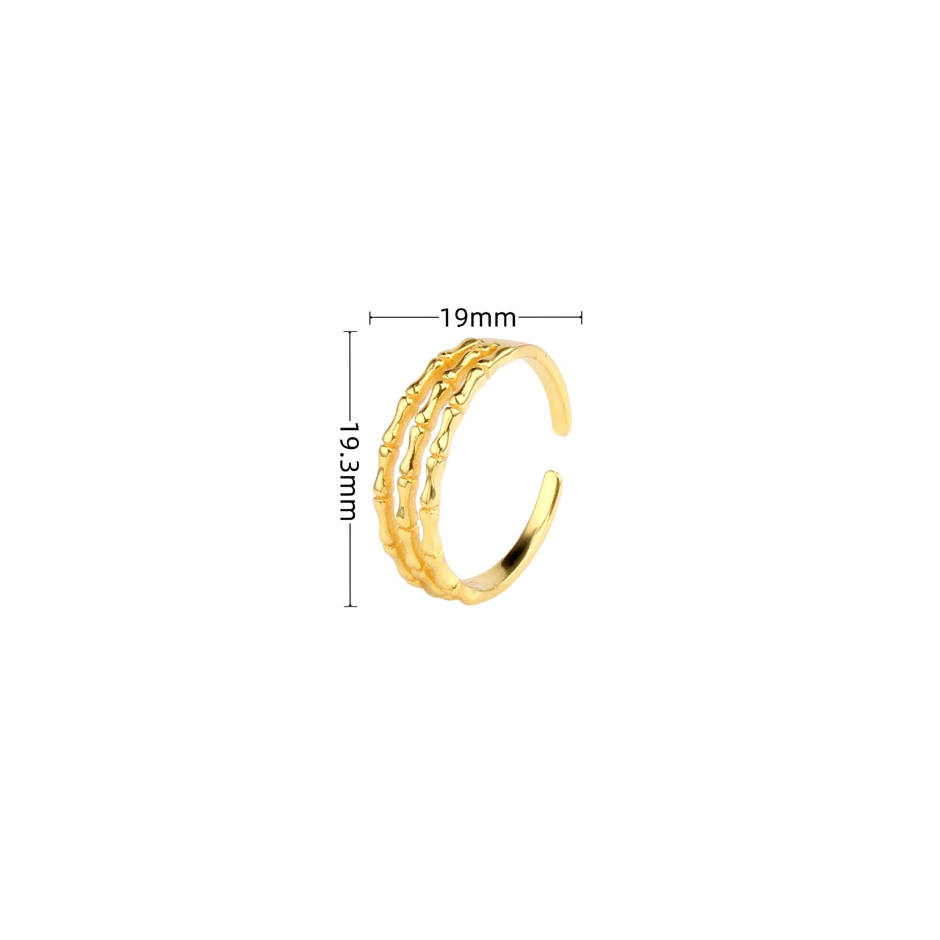 Vintage Style Bamboo Solid Color Sterling Silver White Gold Plated Gold Plated Open Rings In Bulk display picture 2