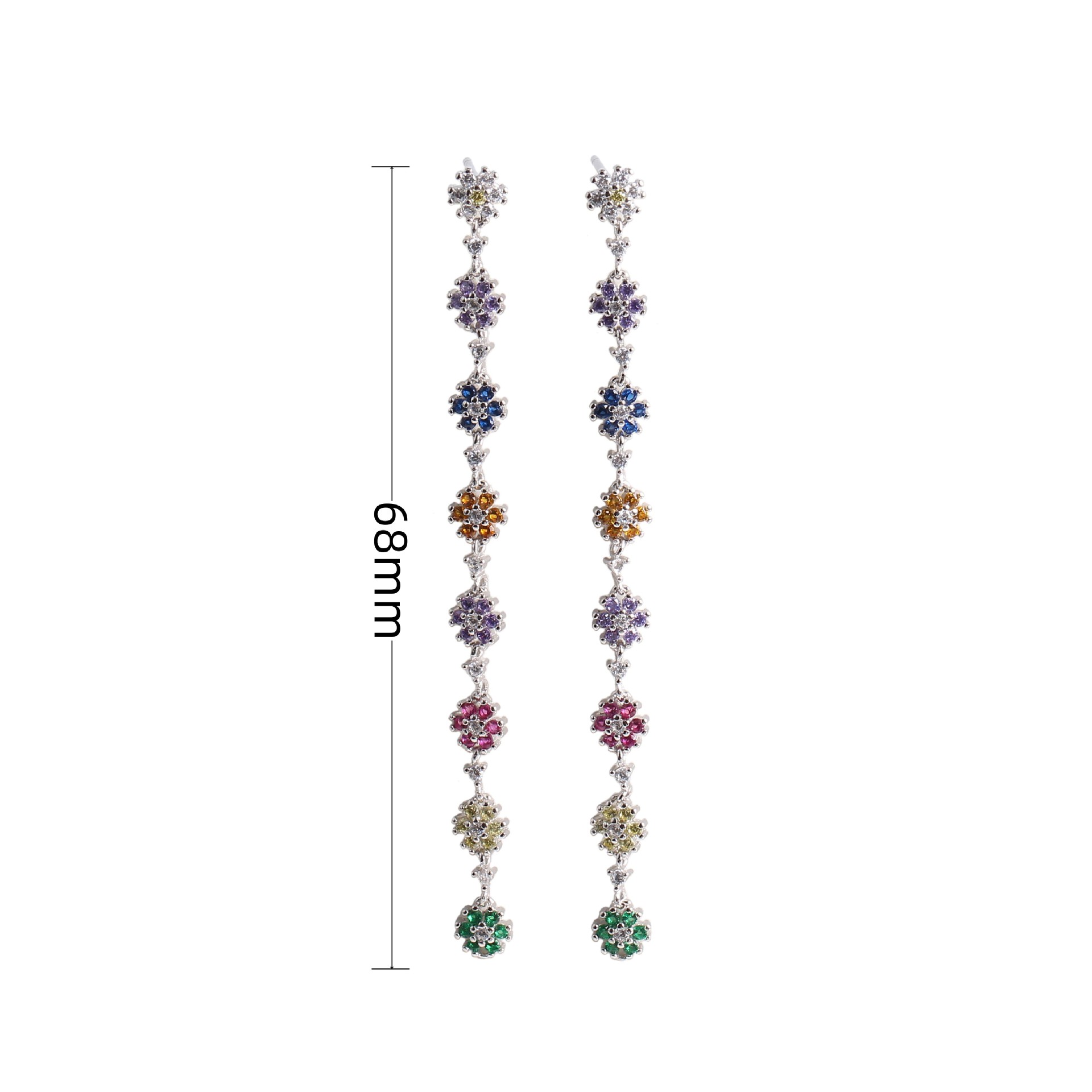 1 Pair Vintage Style Flower Plating Inlay Sterling Silver Zircon White Gold Plated Gold Plated Drop Earrings display picture 2