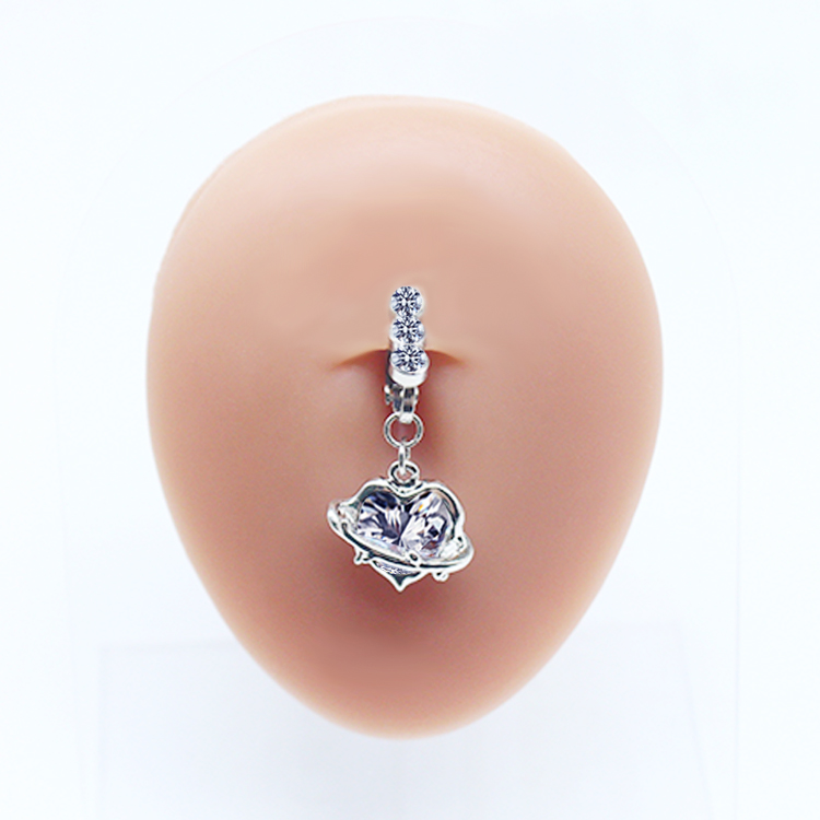 Casual Clouds Peach Plant Stainless Steel Copper White Gold Plated Rhinestones Belly Ring In Bulk display picture 2