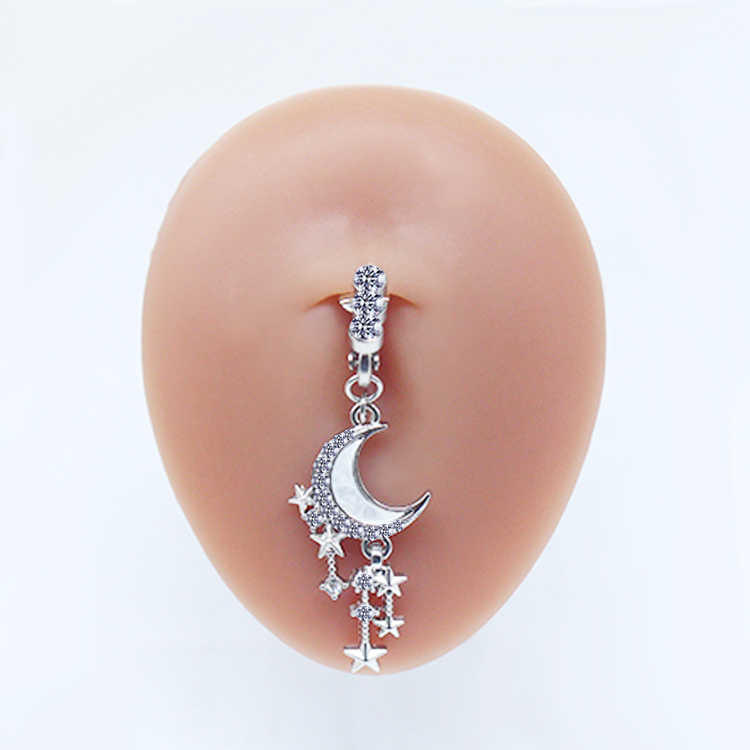 Casual Clouds Peach Plant Stainless Steel Copper White Gold Plated Rhinestones Belly Ring In Bulk display picture 17