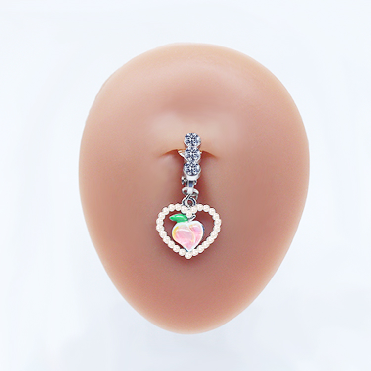 Casual Clouds Peach Plant Stainless Steel Copper White Gold Plated Rhinestones Belly Ring In Bulk display picture 4