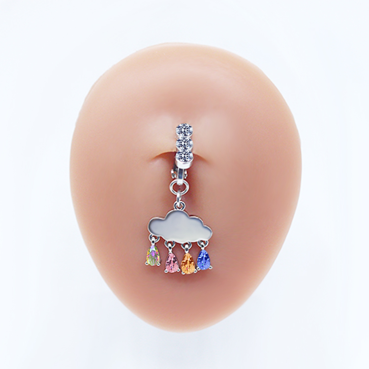Casual Clouds Peach Plant Stainless Steel Copper White Gold Plated Rhinestones Belly Ring In Bulk display picture 1