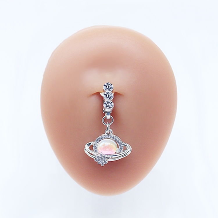 Casual Clouds Peach Plant Stainless Steel Copper White Gold Plated Rhinestones Belly Ring In Bulk display picture 3