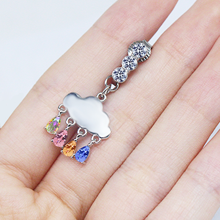 Casual Clouds Peach Plant Stainless Steel Copper White Gold Plated Rhinestones Belly Ring In Bulk display picture 41