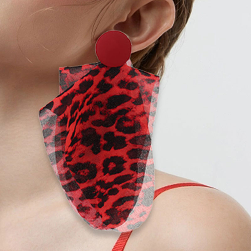 Wholesale Jewelry Classic Style Leopard Alloy Cloth Printing Drop Earrings display picture 10