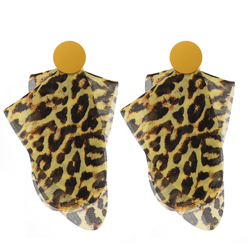 Wholesale Jewelry Classic Style Leopard Alloy Cloth Printing Drop Earrings display picture 2