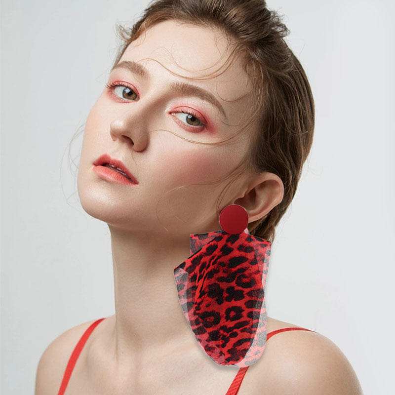 Wholesale Jewelry Classic Style Leopard Alloy Cloth Printing Drop Earrings display picture 14