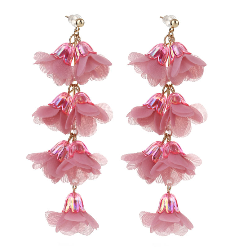 Wholesale Jewelry Commute Flower Arylic Cloth Printing Drop Earrings display picture 2