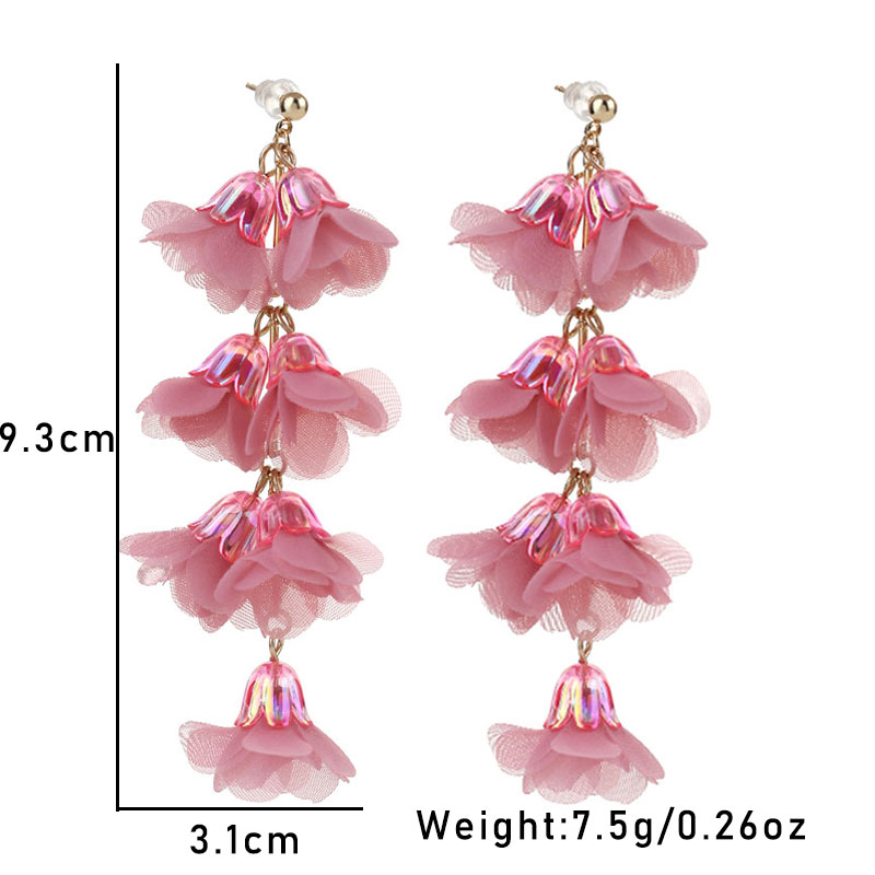 Bijoux En Gros Commuer Fleur Arylique Chiffon Impression Boucles D'oreilles display picture 7