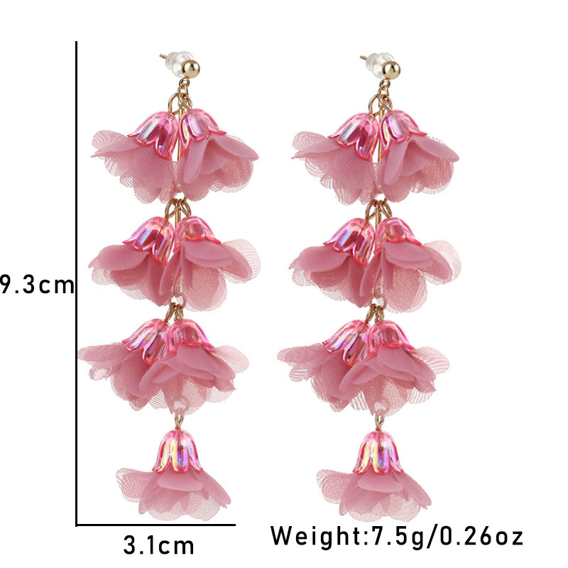 Wholesale Jewelry Commute Flower Arylic Cloth Printing Drop Earrings display picture 7