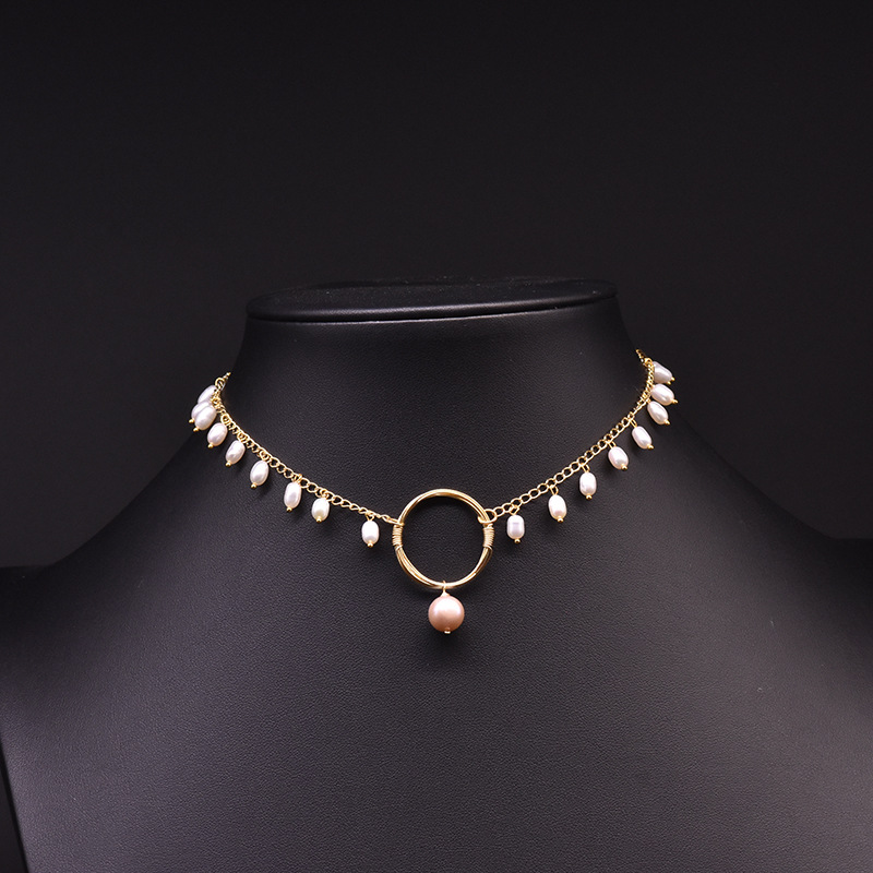 Simple Style Round Freshwater Pearl Copper Plating 18k Gold Plated Choker display picture 1