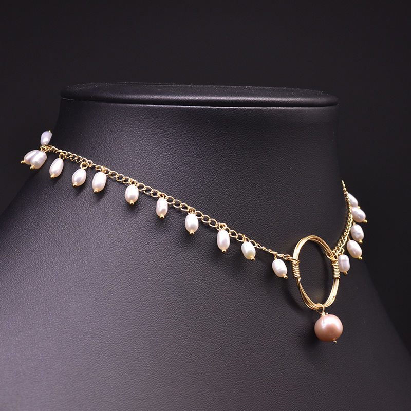 Simple Style Round Freshwater Pearl Copper Plating 18k Gold Plated Choker display picture 2