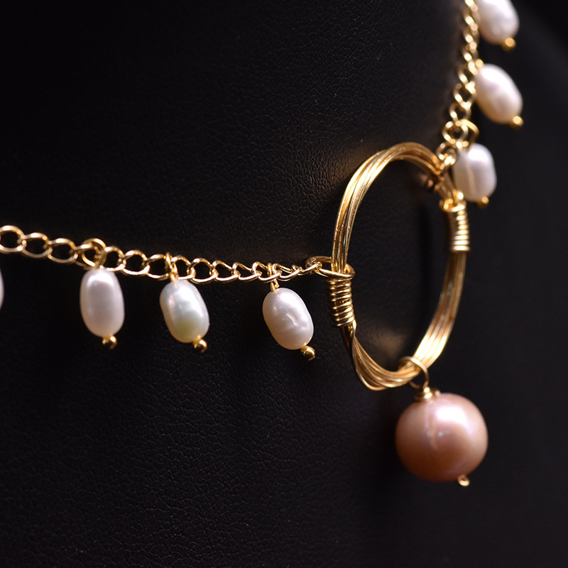 Simple Style Round Freshwater Pearl Copper Plating 18k Gold Plated Choker display picture 3