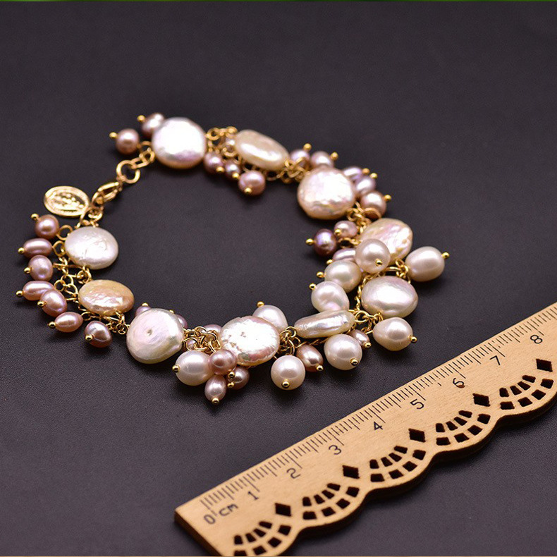 Retro Round Freshwater Pearl Beaded Plating 18k Gold Plated Bracelets display picture 1