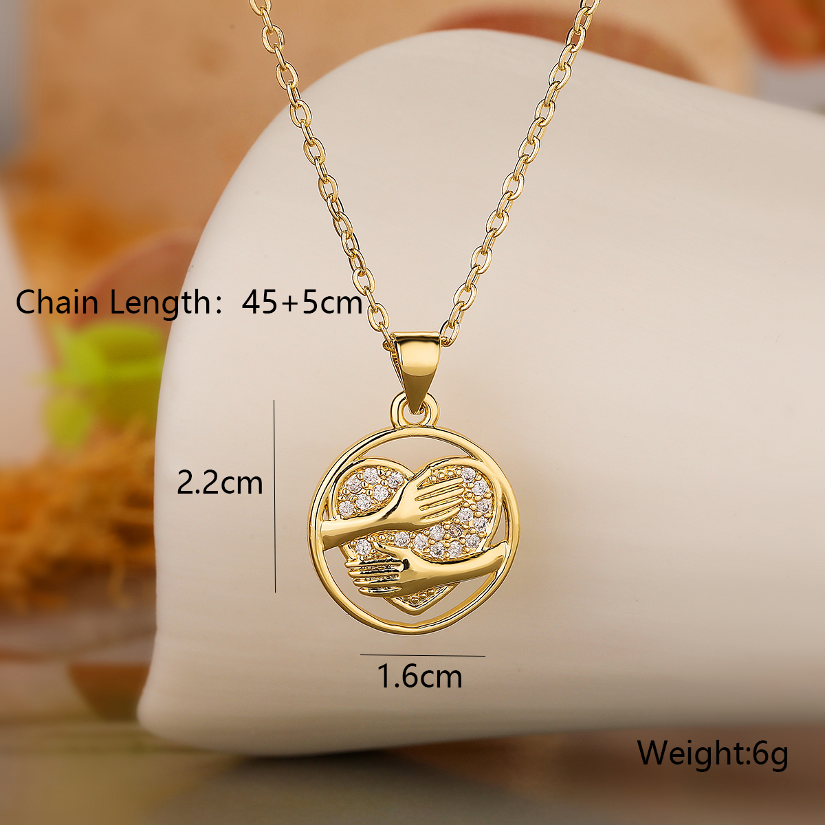 Aogu European And American Entry Lux Copper Plated Real Gold Inlaid Zircon Hollow Heart Pendant Necklace Female Design Sense Minority All-match Necklace display picture 2