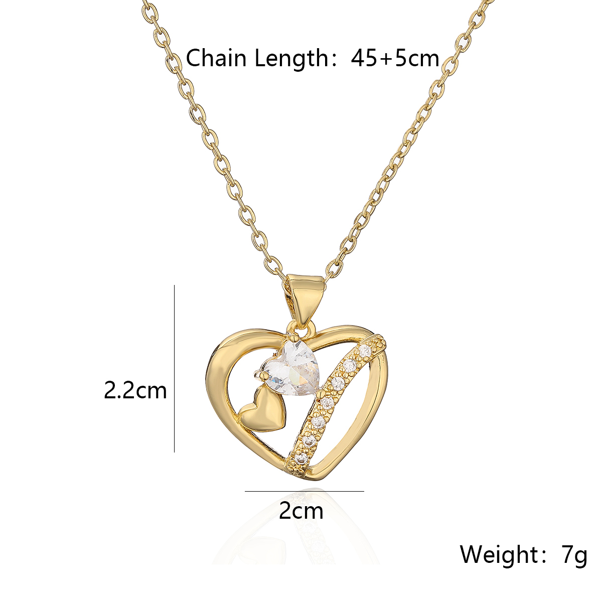 Aogu European And American Entry Lux Copper Plated Real Gold Inlaid Zircon Hollow Heart Pendant Necklace Female Design Sense Minority All-match Necklace display picture 1