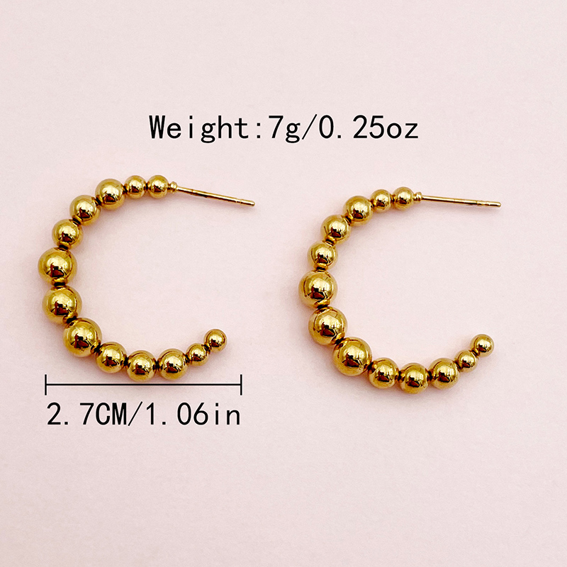 1 Pair Vintage Style Simple Style Roman Style C Shape Plating 304 Stainless Steel Gold Plated Ear Studs display picture 3
