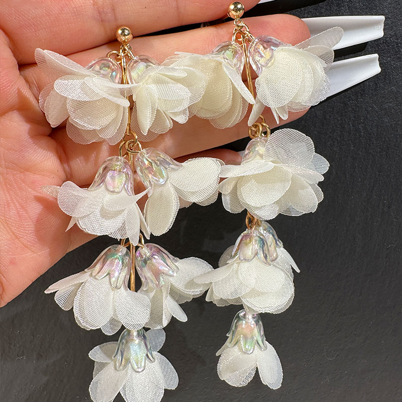 Wholesale Jewelry Commute Flower Arylic Cloth Printing Drop Earrings display picture 12