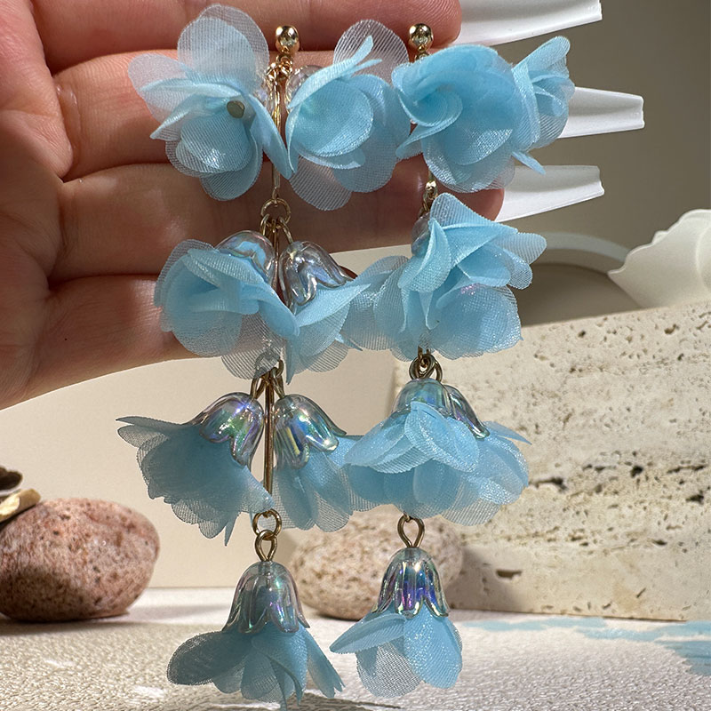 Wholesale Jewelry Commute Flower Arylic Cloth Printing Drop Earrings display picture 13