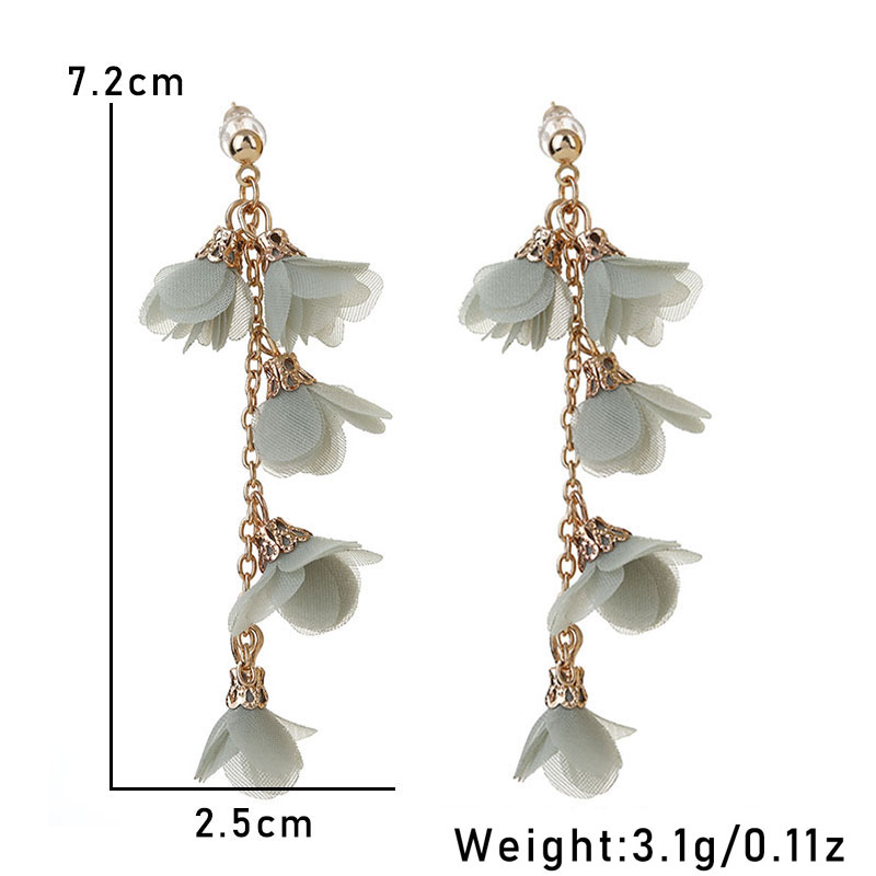Wholesale Jewelry Simple Style Flower Alloy Cloth Patchwork Drop Earrings display picture 7