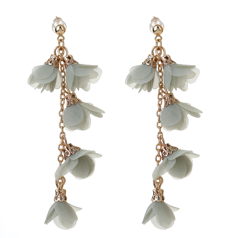 Wholesale Jewelry Simple Style Flower Alloy Cloth Patchwork Drop Earrings display picture 4