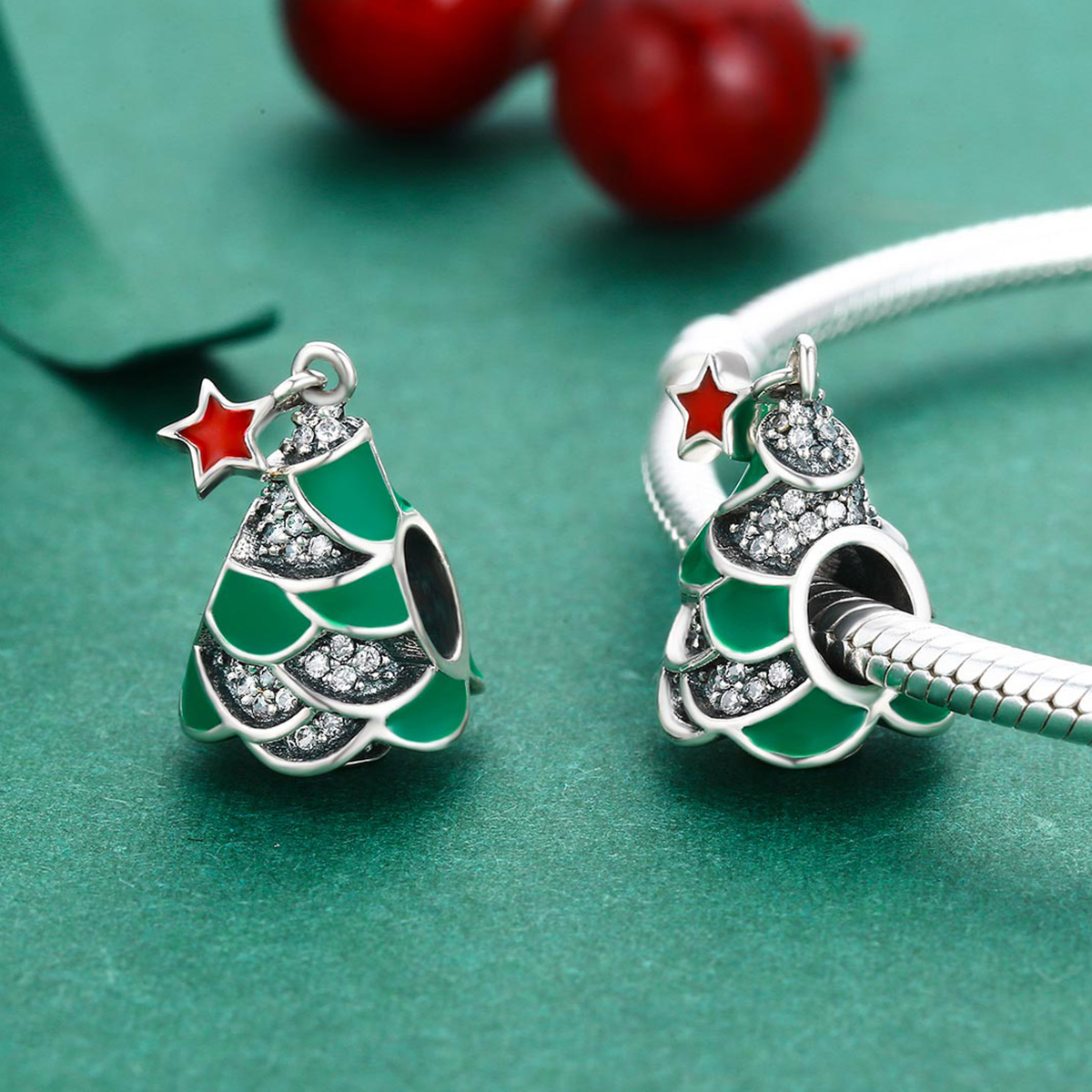 Cute Human Sterling Silver Beaded Inlay Zircon Christmas Jewelry Accessories display picture 6