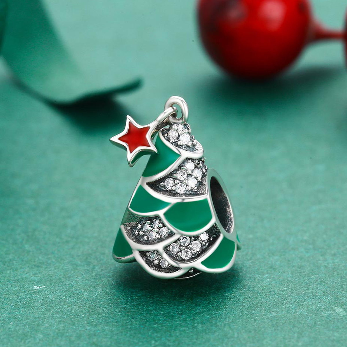 Cute Human Sterling Silver Beaded Inlay Zircon Christmas Jewelry Accessories display picture 7