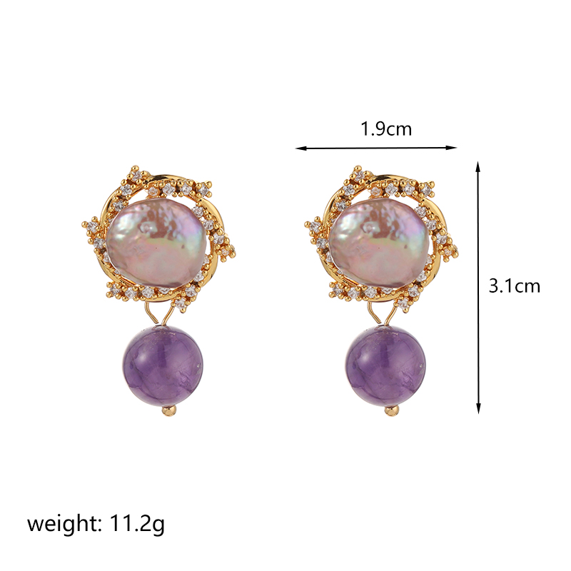 1 Pair Commute Flower Plating Inlay Copper Artificial Crystal Freshwater Pearl 18k Gold Plated Drop Earrings Ear Studs display picture 2