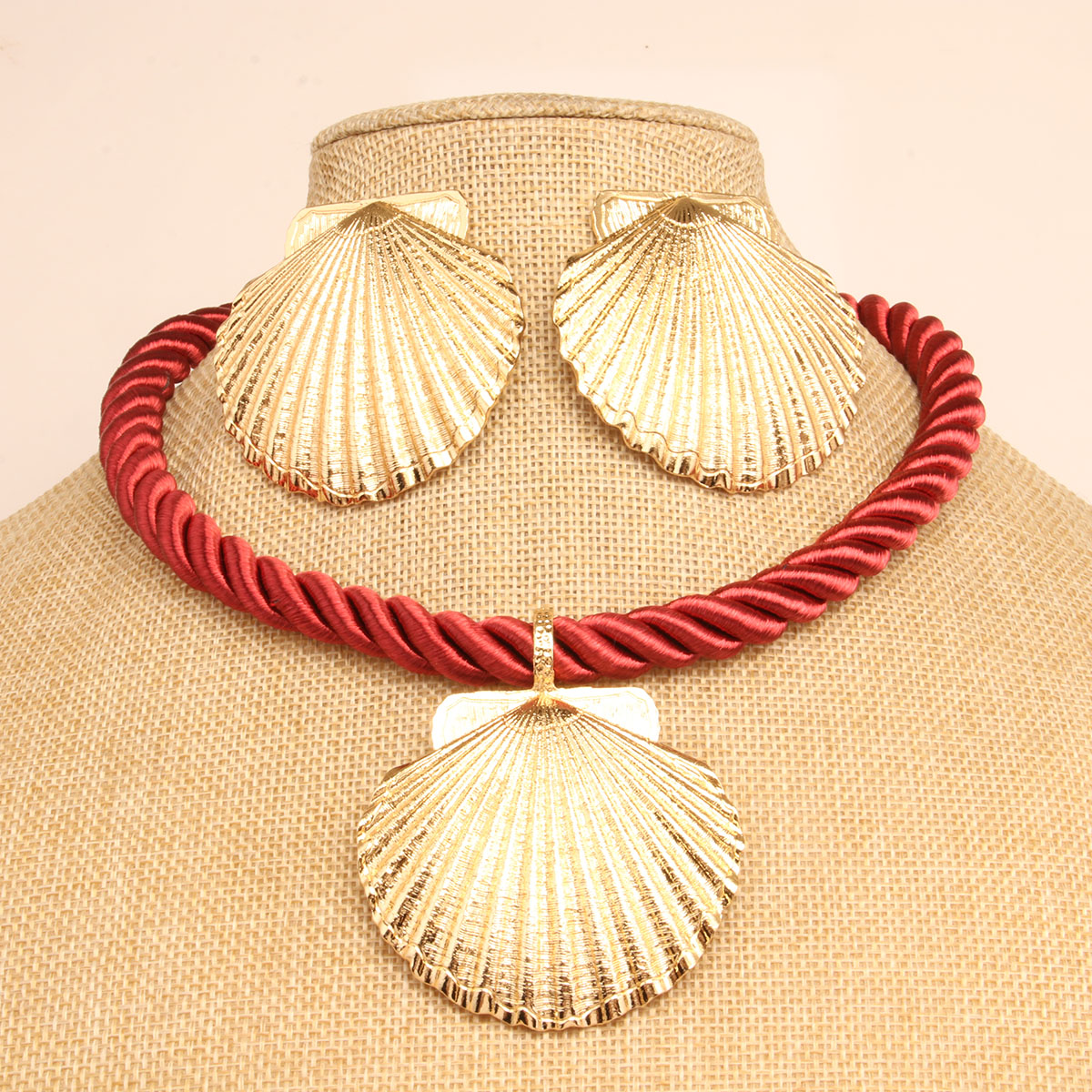 Vintage Style Exaggerated Simple Style Shell Synthetic Fibre Alloy Wholesale Jewelry Set display picture 8