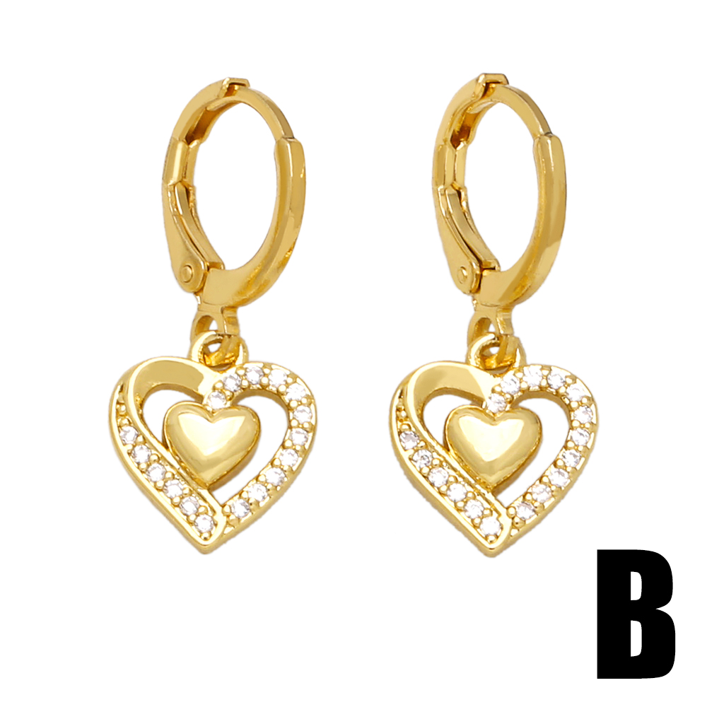 1 Pair Ig Style Simple Style Infinity Tree Heart Shape Plating Hollow Out Inlay Copper Zircon 18k Gold Plated Drop Earrings display picture 4