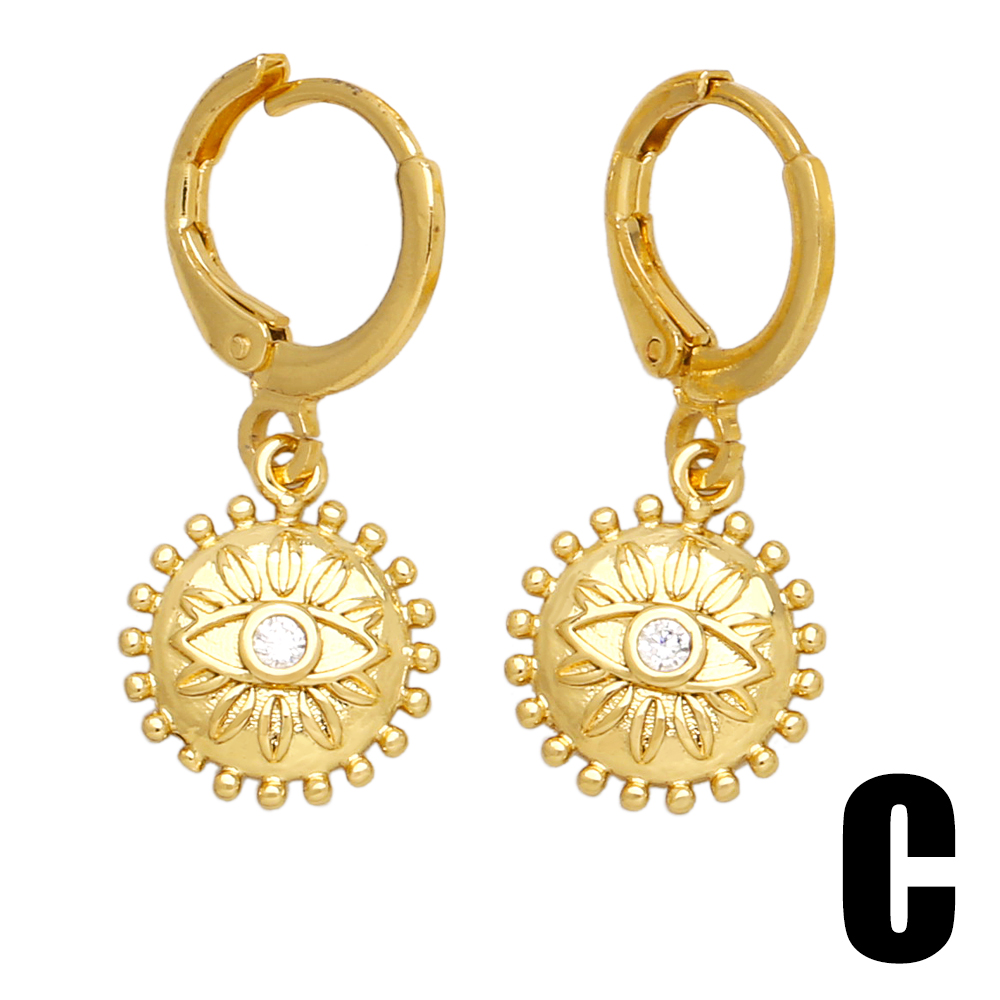 1 Pair Original Design Streetwear Sun Star Plating Inlay Copper Zircon 18k Gold Plated Drop Earrings display picture 6