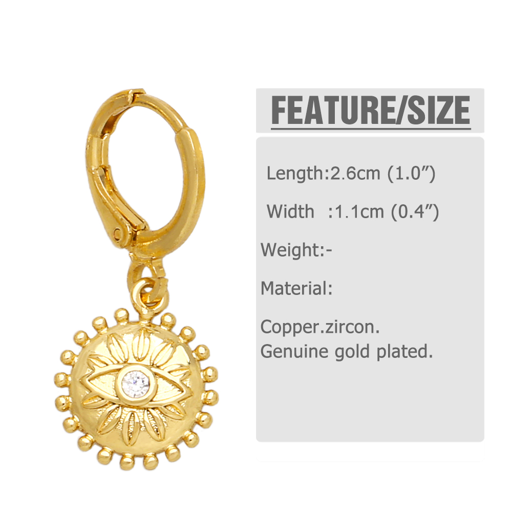 1 Pair Original Design Streetwear Sun Star Plating Inlay Copper Zircon 18k Gold Plated Drop Earrings display picture 1