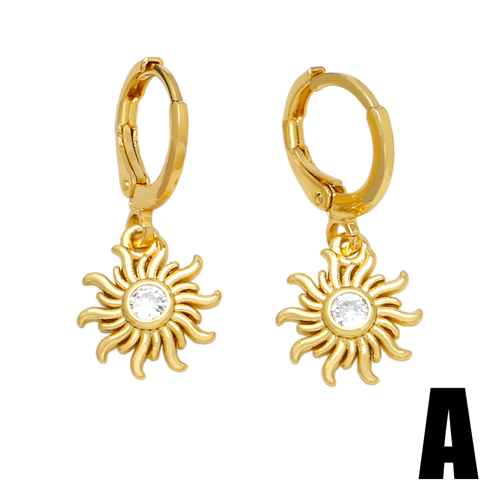 1 Pair Original Design Streetwear Sun Umbrella Plating Inlay Copper Zircon 18k Gold Plated Drop Earrings display picture 3