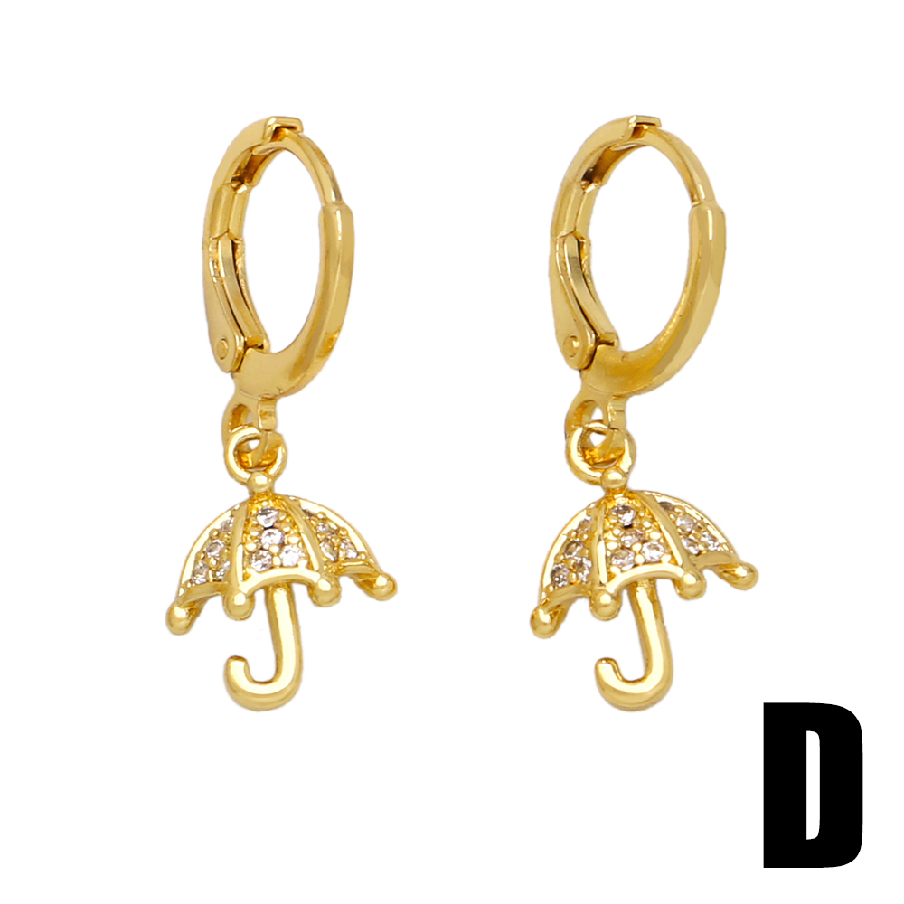 1 Pair Original Design Streetwear Sun Umbrella Plating Inlay Copper Zircon 18k Gold Plated Drop Earrings display picture 6