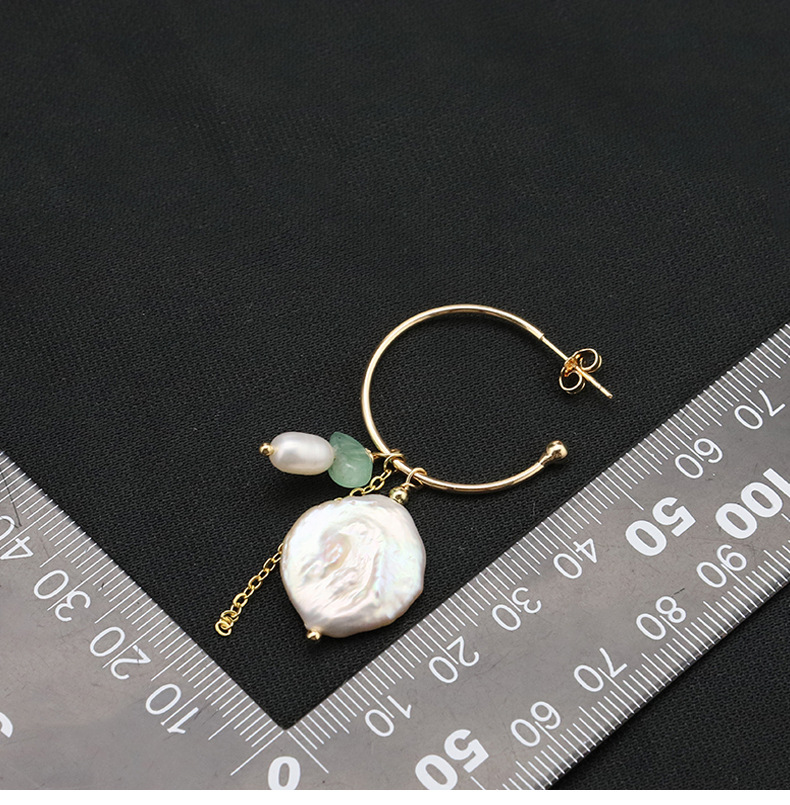 1 Pair Simple Style Round Patchwork Freshwater Pearl Copper 18k Gold Plated Drop Earrings display picture 4