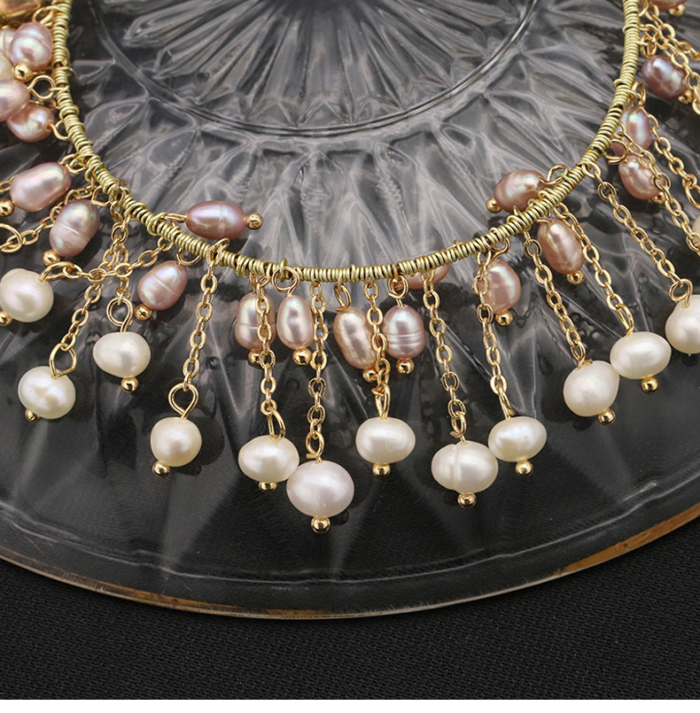 Retro Round Freshwater Pearl Copper Patchwork Plating 18k Gold Plated Bracelets display picture 3