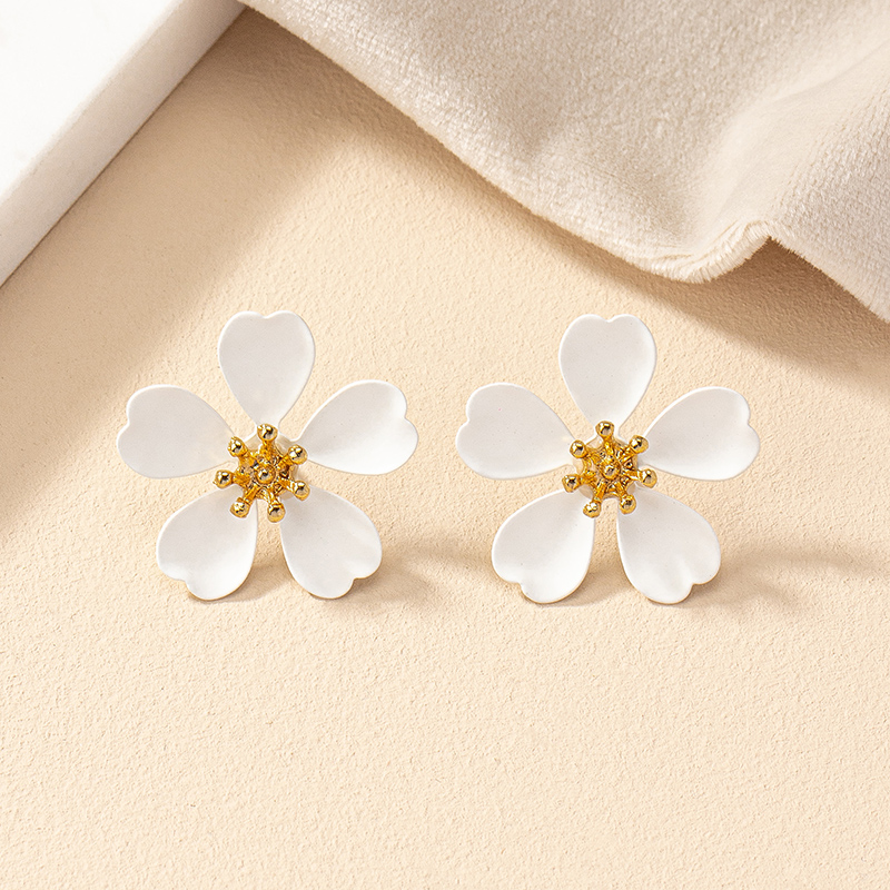 1 Pair Commute Flower Spray Paint Alloy Alloy Ear Studs display picture 3