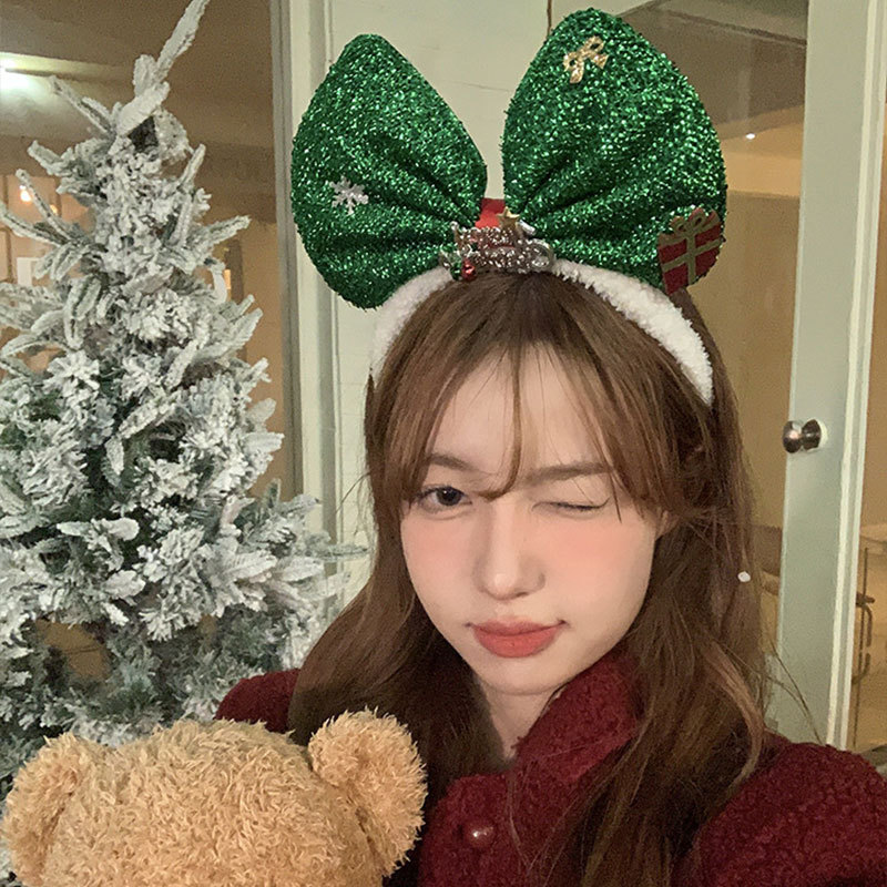 Women's Cartoon Style Simple Style Letter Bow Knot Snowflake Arylic Cloth Sequins Three-dimensional Hair Band display picture 2